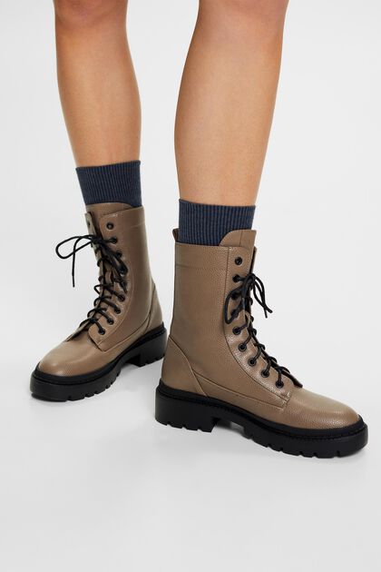 Vegan leather lace-up boots