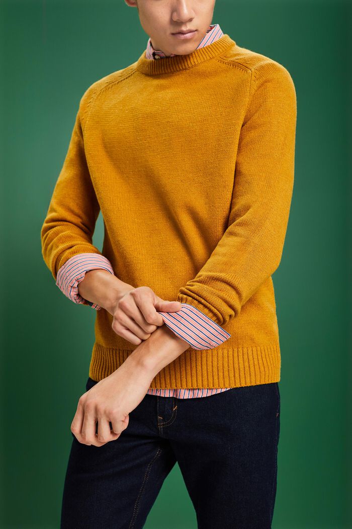 Neppy Crew Neck Sweater, AMBER YELLOW, detail image number 2