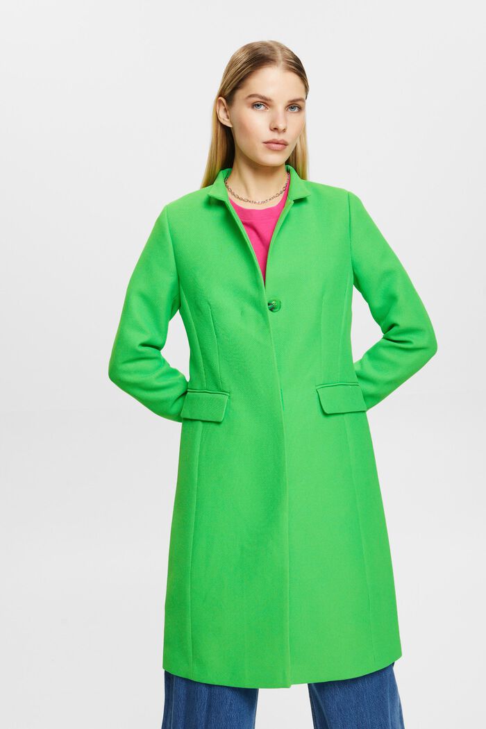 Inverted lapel collar coat, GREEN, detail image number 0