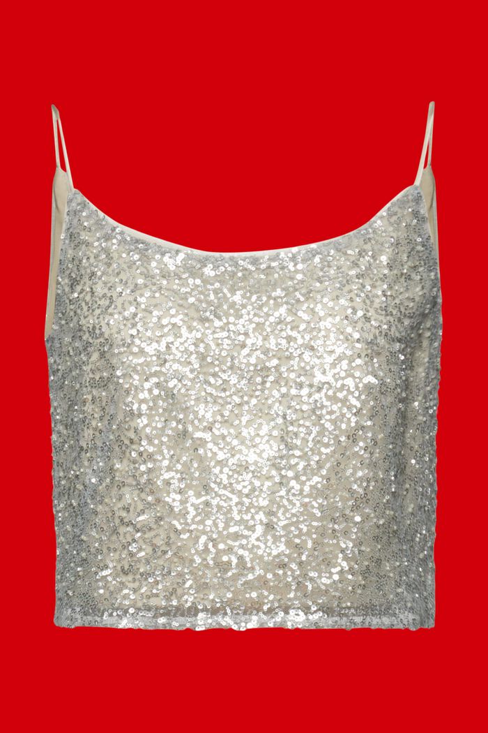 Sparkly sequin crop top, DUSTY GREEN, detail image number 6