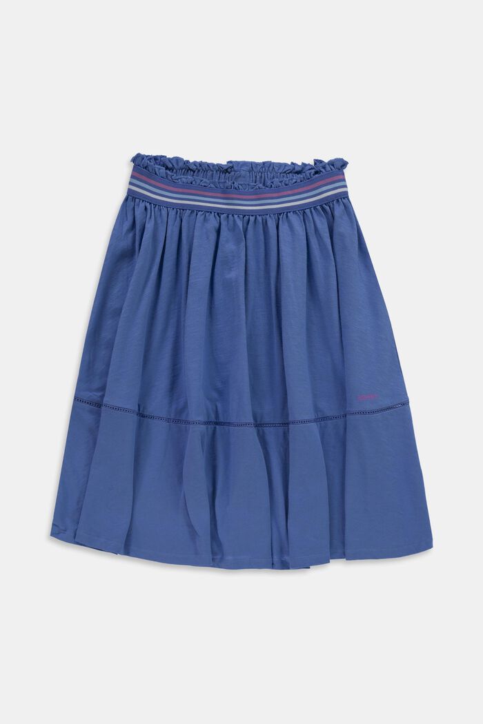 Midi skirt with striped waistband, BLUE, detail image number 0