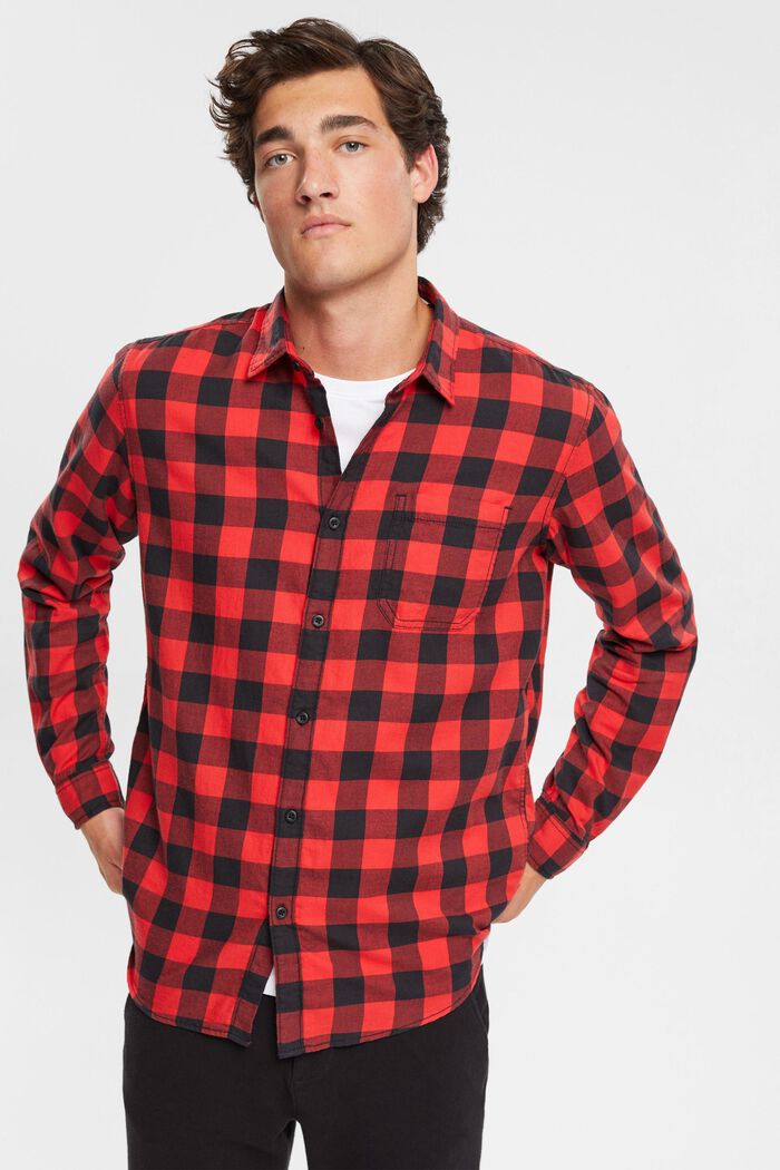 Vichy-checked flannel shirt of sustainable cotton, RED, detail image number 0