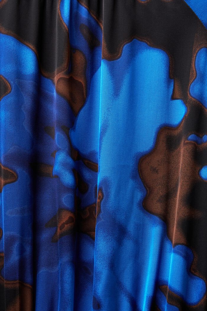 Smocked Satin Print Dress, BRIGHT BLUE, detail image number 5