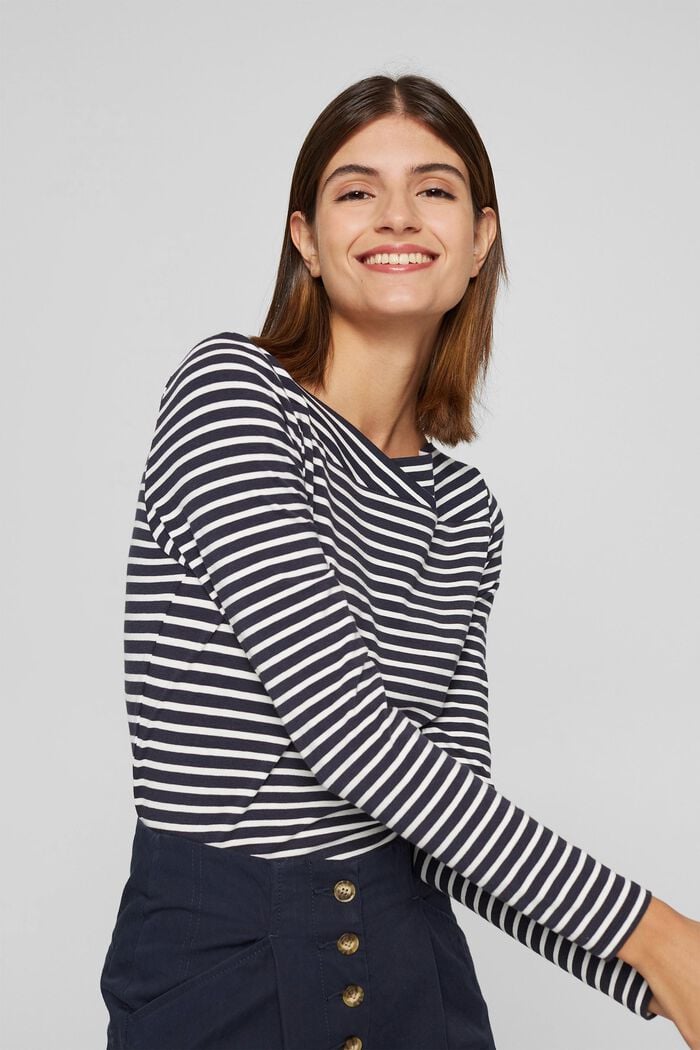 In a TENCEL™/ modal blend: Striped shirt, NAVY, detail image number 0
