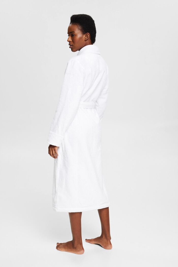 Ribbed-effect bathrobe, WHITE, detail image number 2