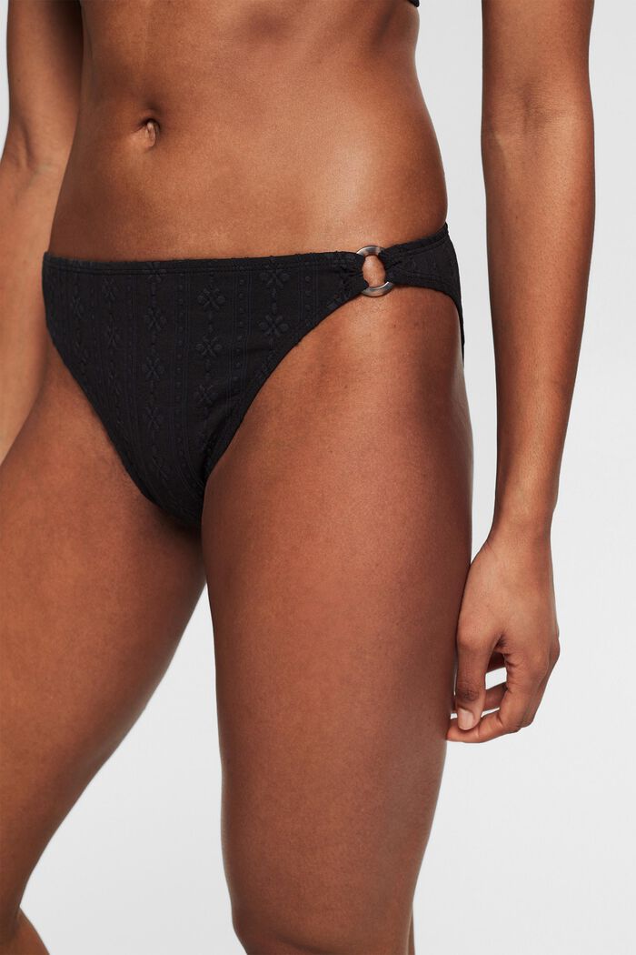 Bikini bottoms with a textured pattern, BLACK, detail image number 1