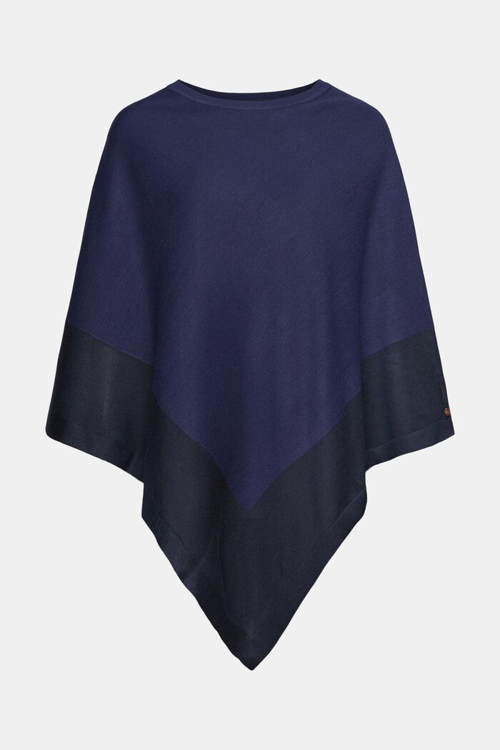 Poncho with contrasting colour stripes, NAVY, detail image number 0