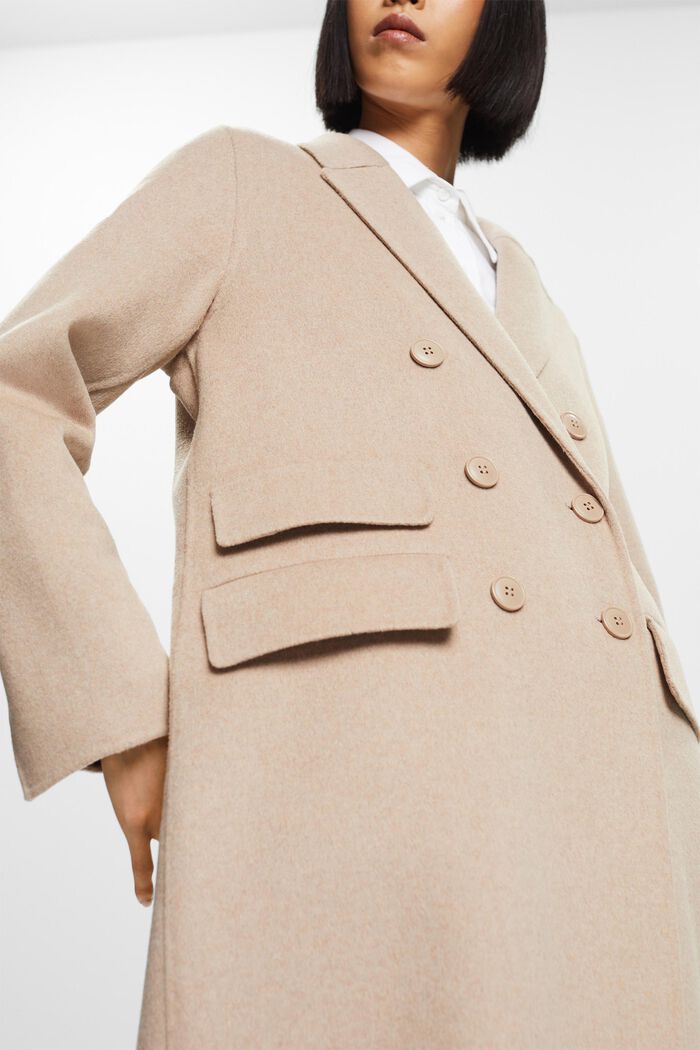 Recycled: wool blend coat, LIGHT TAUPE, detail image number 3