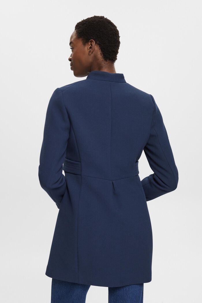 Waisted coat with inverted lapel collar, NAVY, detail image number 3