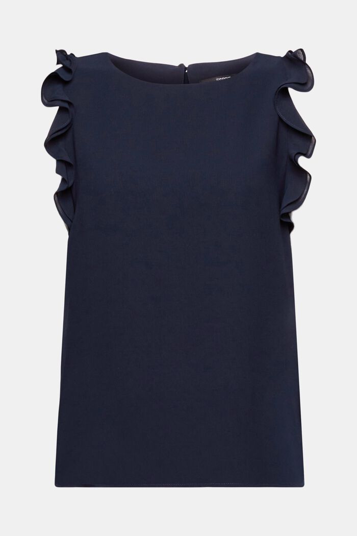 Chiffon blouse with ruffles, NAVY, detail image number 6