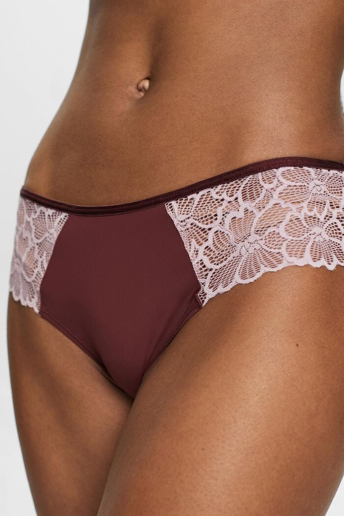 Brazilian Hipster Lace Shorts, RUST BROWN, detail image number 2
