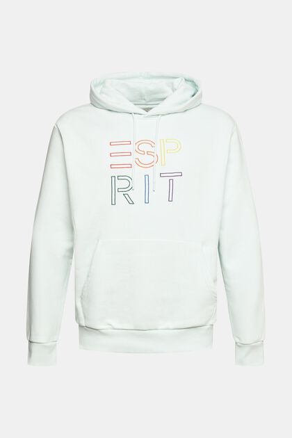 Made of recycled material: hoodie with logo embroidery, PASTEL BLUE, overview