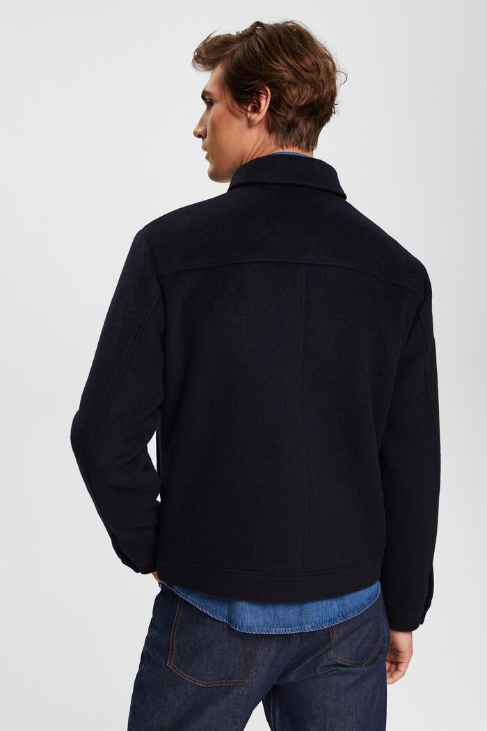 Wool blend trucker jacket, NAVY, detail image number 3