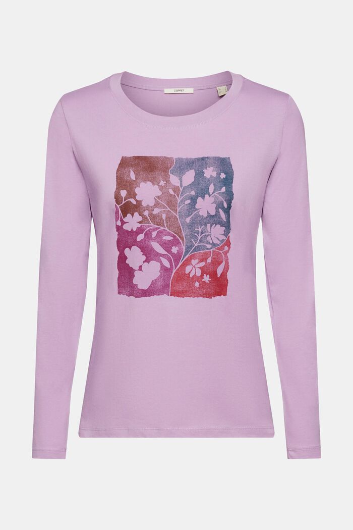 Long-sleeved top with chest print, LILAC, detail image number 5