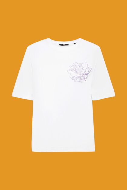 Cotton t-shirt with embroidered flower