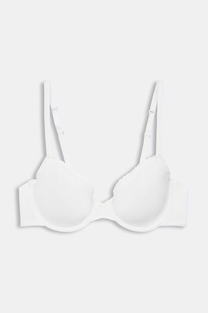 Underwire Lace Band Microfiber Bra, OFF WHITE, detail image number 3