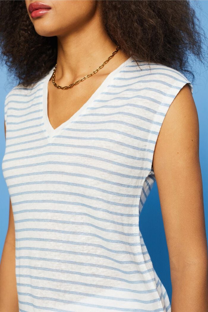 Striped Linen T-Shirt, LIGHT BLUE LAVENDER, detail image number 2