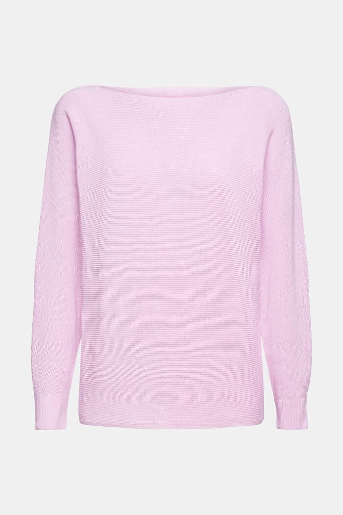 Bateau neck jumper made of organic cotton/TENCEL™, LILAC, overview