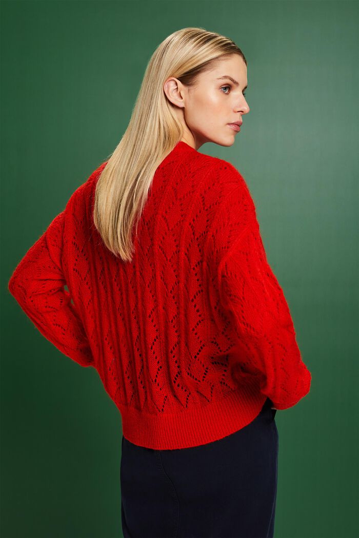 Open-Knit Wool-Blend Sweater, RED, detail image number 2