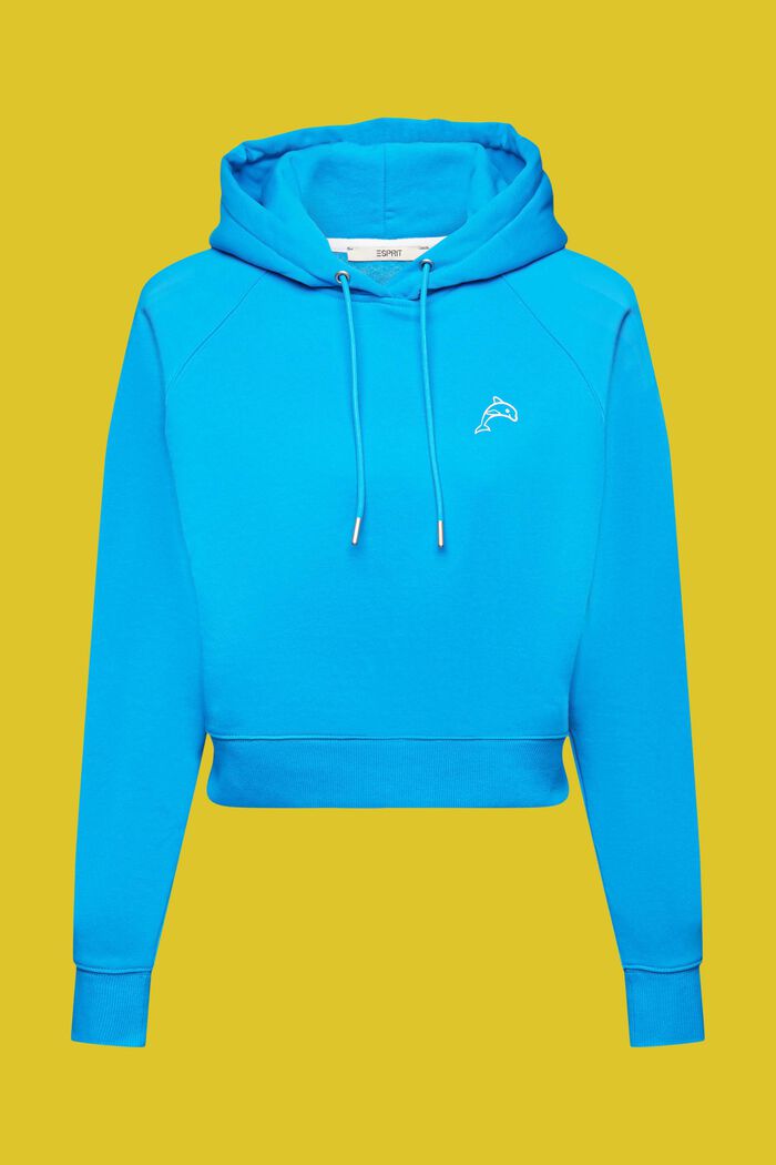 Cropped hoodie with dolphin logo, TURQUOISE, detail image number 6