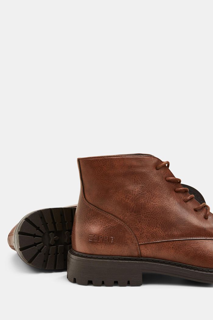 Lace-up boots in faux leather, CARAMEL, detail image number 3