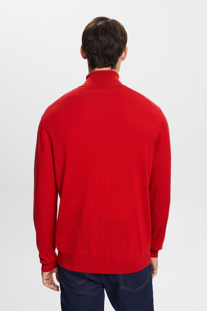 Merino Wool Turtleneck Sweater, DARK RED, detail image number 4