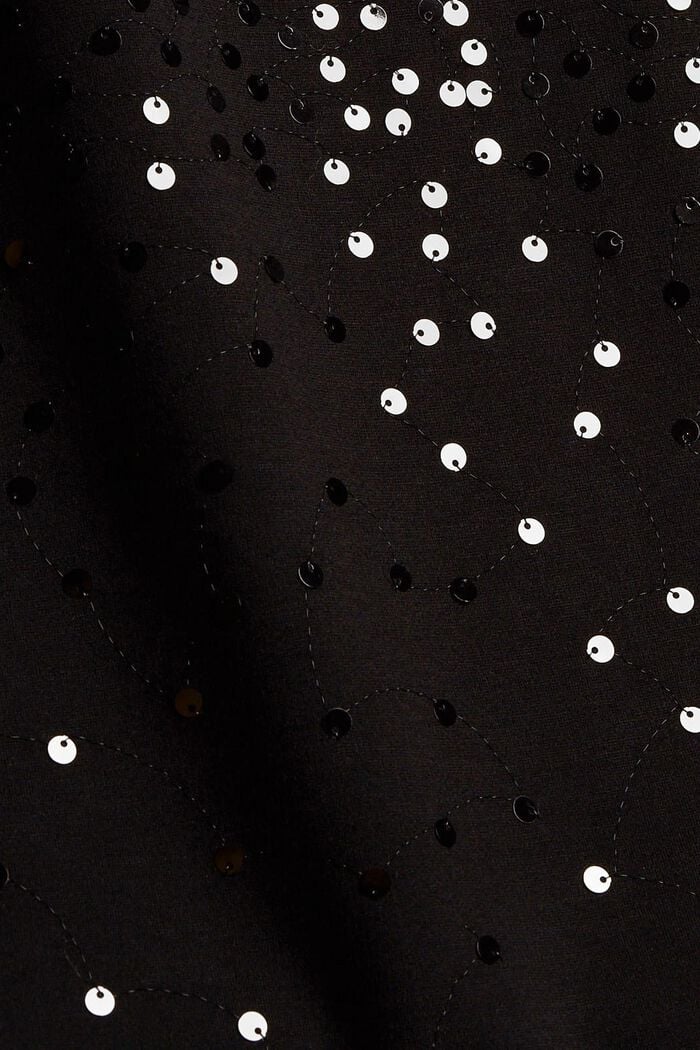 Sequinned jersey dress with mesh elements, BLACK, detail image number 4