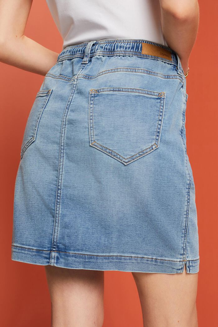 Jogger-style jeans mini skirt, BLUE LIGHT WASHED, detail image number 4