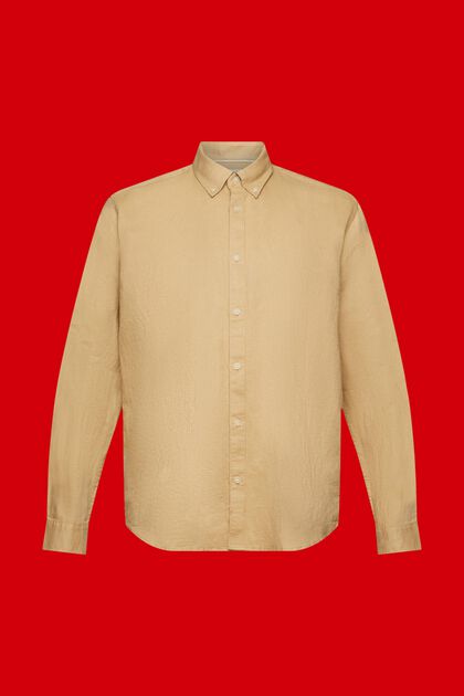 Cotton and linen blended button-down shirt