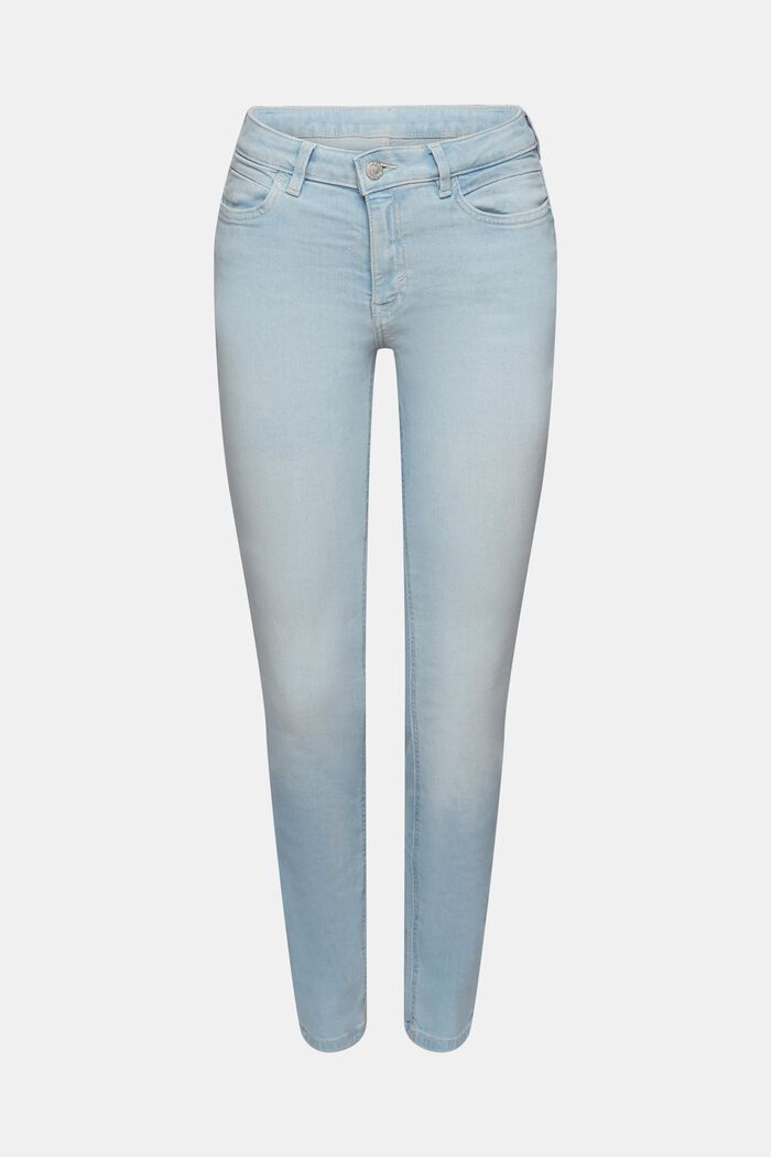 Mid-rise slim fit stretch jeans, BLUE BLEACHED, detail image number 7