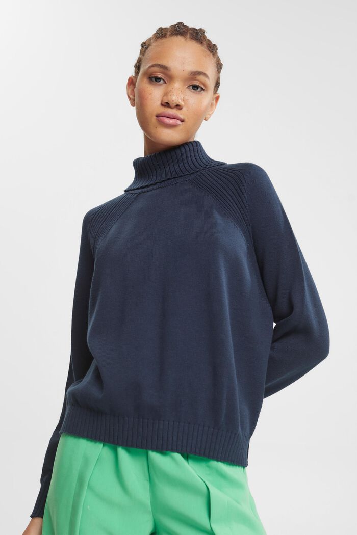 Polo neck jumper, 100% cotton