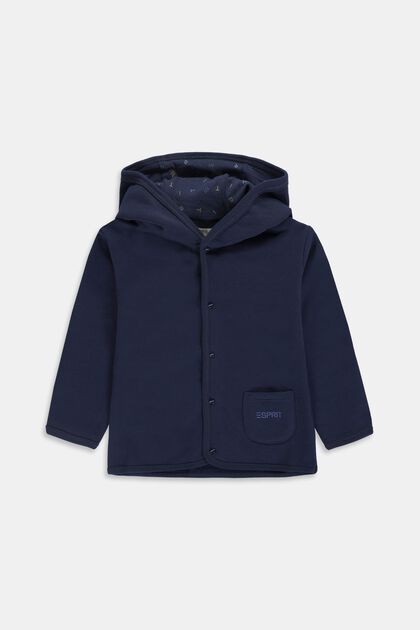 Sweatshirt jacket made of 100% organic cotton, DARK BLUE, overview