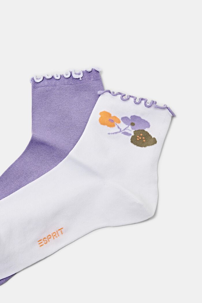 2-Pack Ruffle Crew Socks, WHITE/LILAC, detail image number 2