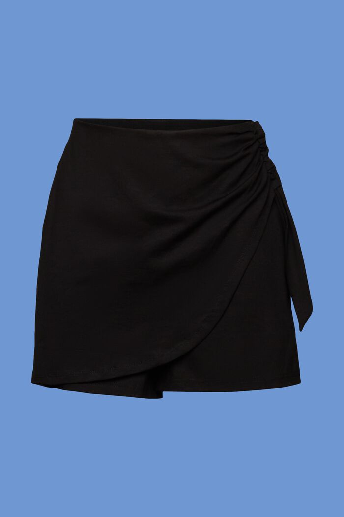 Jersey shorts in a wrap look, BLACK, detail image number 6