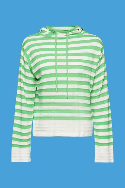 Striped knit hoodie with linen