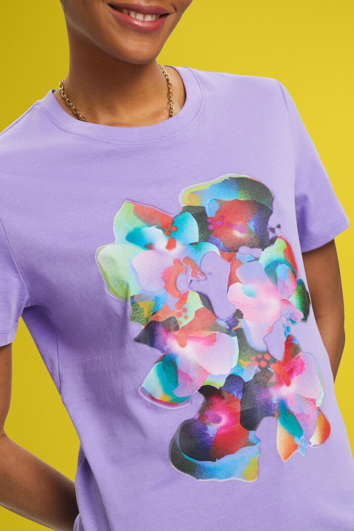 Cotton t-shirt with print, PURPLE, detail image number 2
