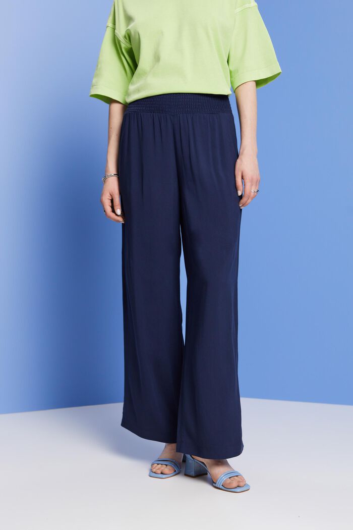 Wide leg pull-on trousers, NAVY, detail image number 0