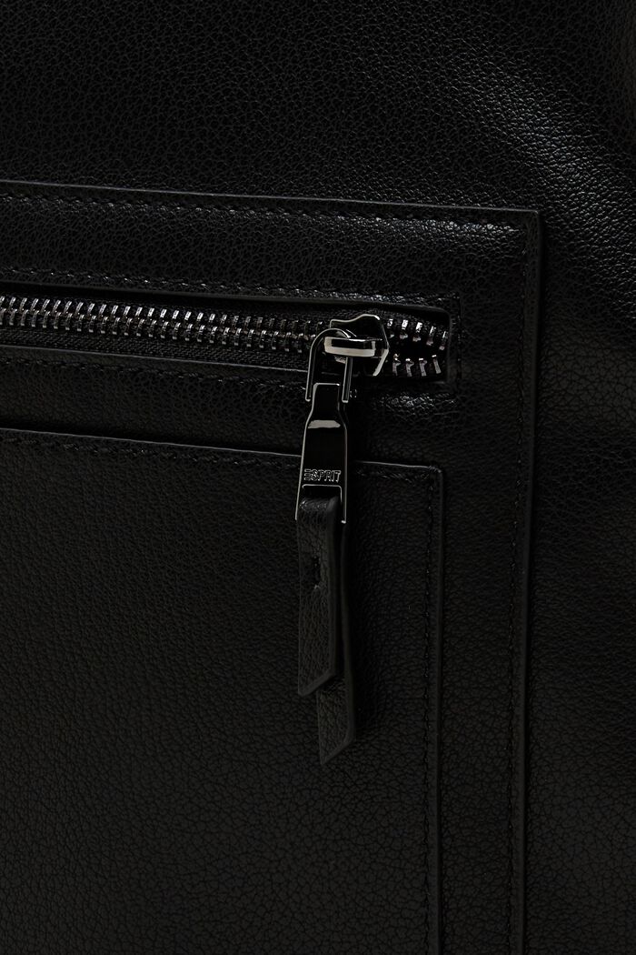 Faux leather hobo bag, BLACK, detail image number 1