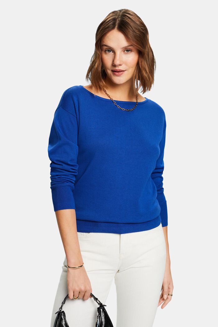 Boatneck Sweater, BRIGHT BLUE, detail image number 0