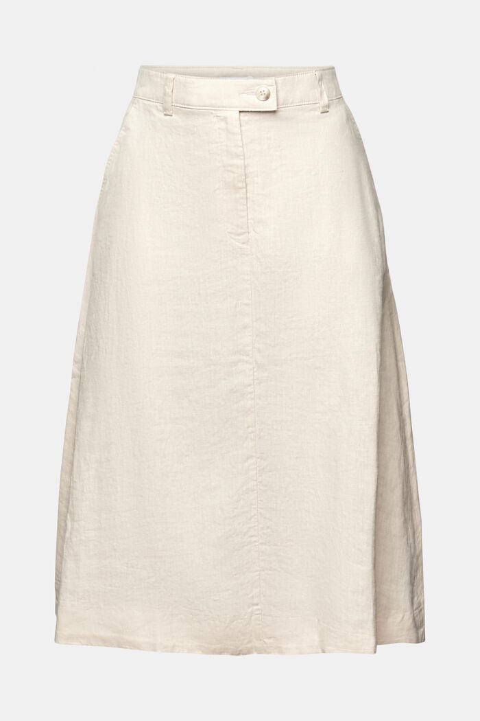 Linen A-Line Midi Skirt, CREAM BEIGE, detail image number 7