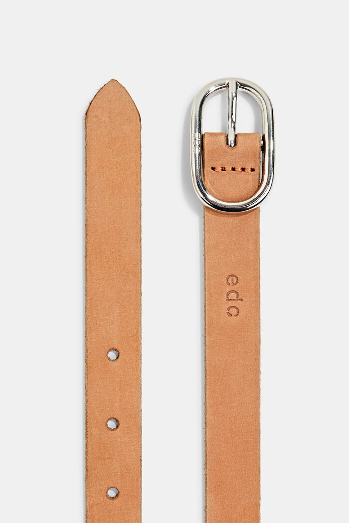 Narrow leather belt, TOFFEE, detail image number 1