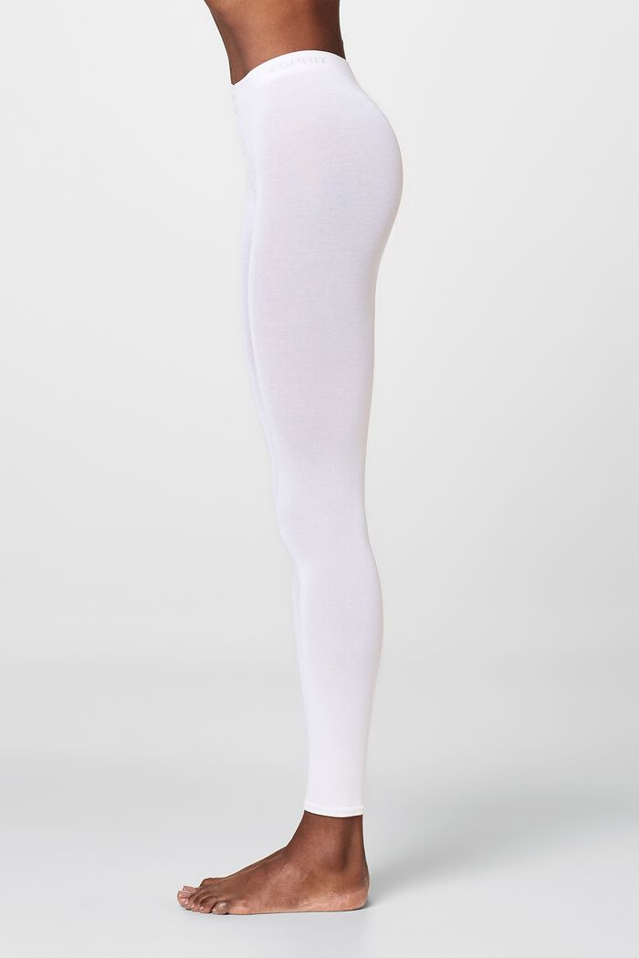 Opaque leggings, blended cotton, WHITE, detail image number 3