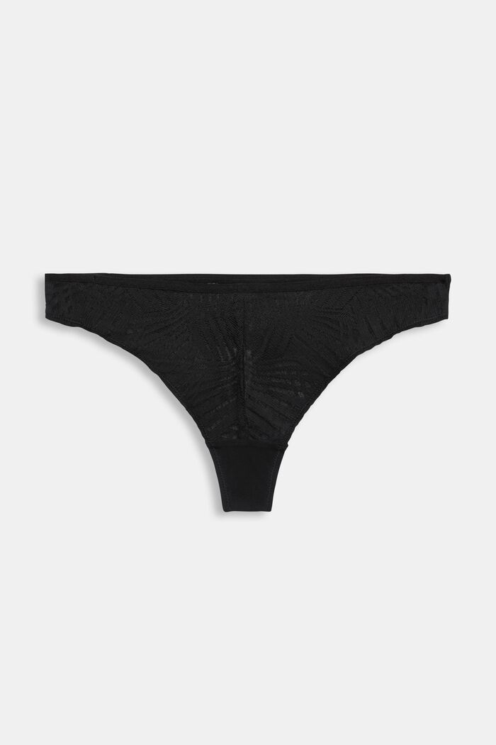 Lacy Brazilian thong, BLACK, detail image number 4