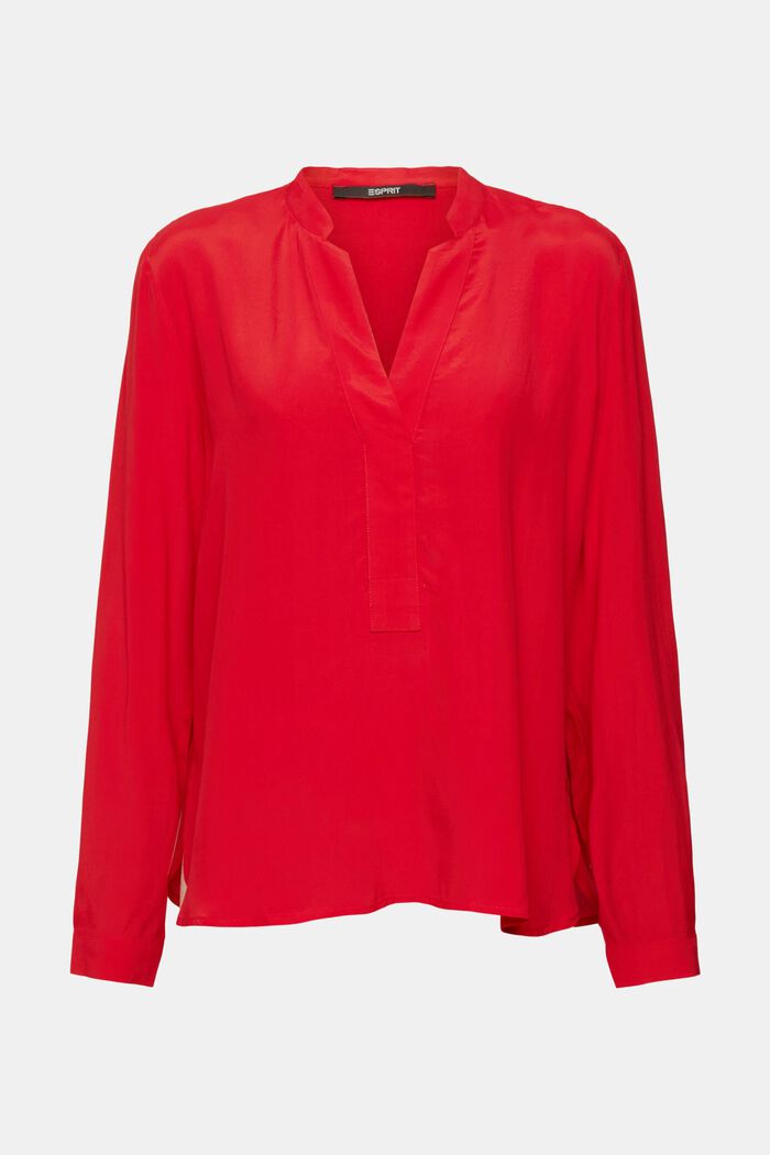 V-neck blouse, LENZING™ ECOVERO™, DARK RED, detail image number 2