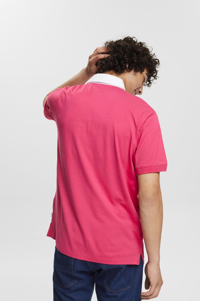 Jersey polo shirt with a print, DARK PINK, detail image number 3