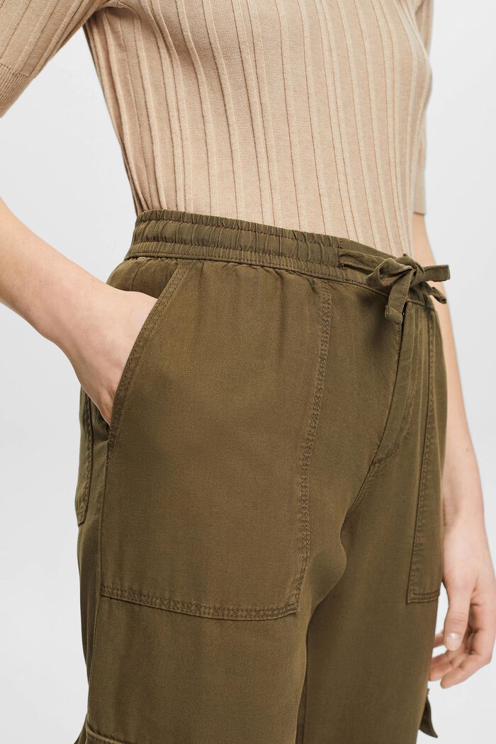 Mixed fabric cargo trousers with TENCEL™, KHAKI GREEN, detail image number 2