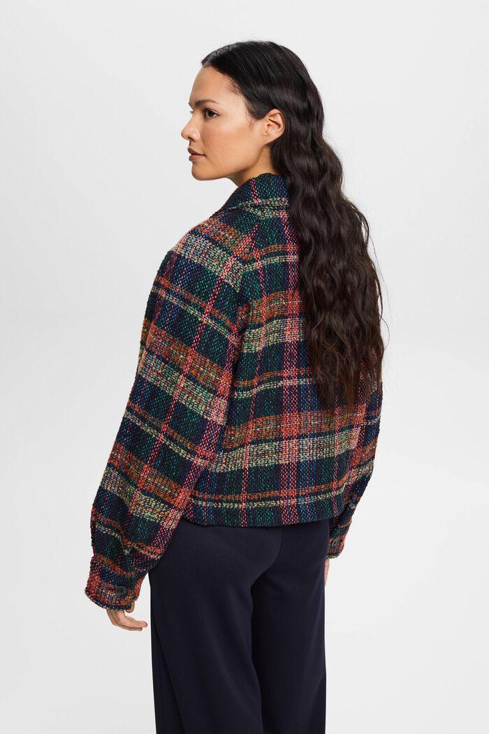 Tartan patterned tweed jacket with wool, BLACK, detail image number 3