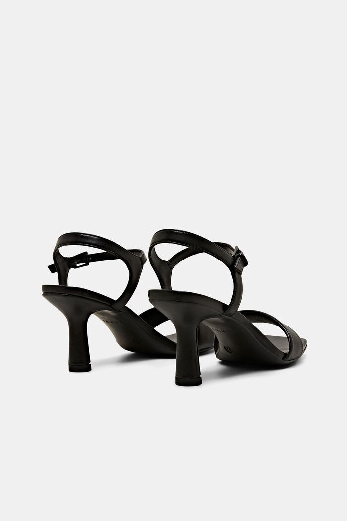 Faux leather square toe sandals with a heel, BLACK, detail image number 4