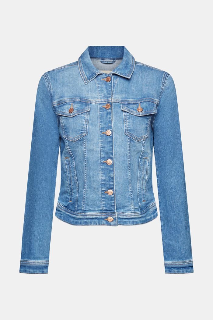 Denim jacket in a vintage look, in organic cotton, BLUE MEDIUM WASHED, detail image number 6