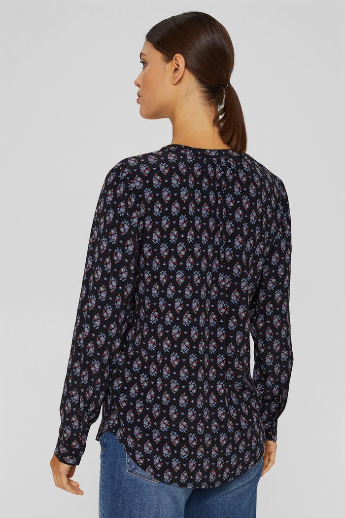 Patterned print blouse made of LENZING™ ECOVERO™, BLACK, detail image number 3